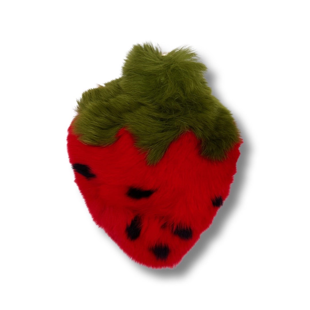 Fluffy Strawberry Keychain - Red